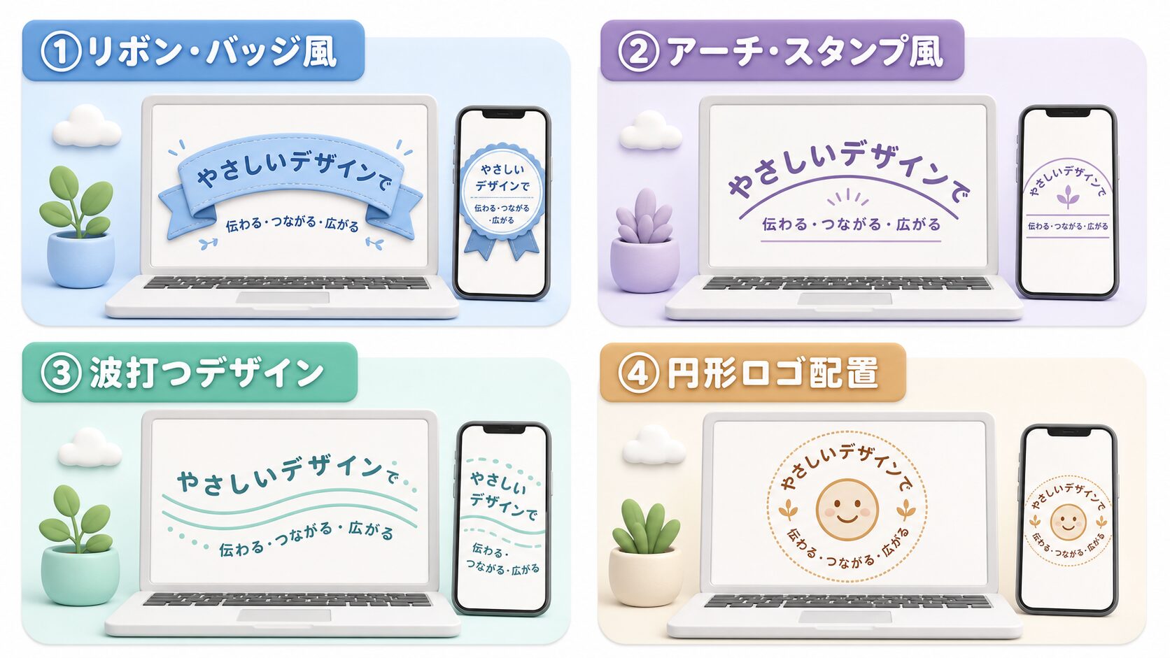 カーブ文字を使った人気デザインパターン4選