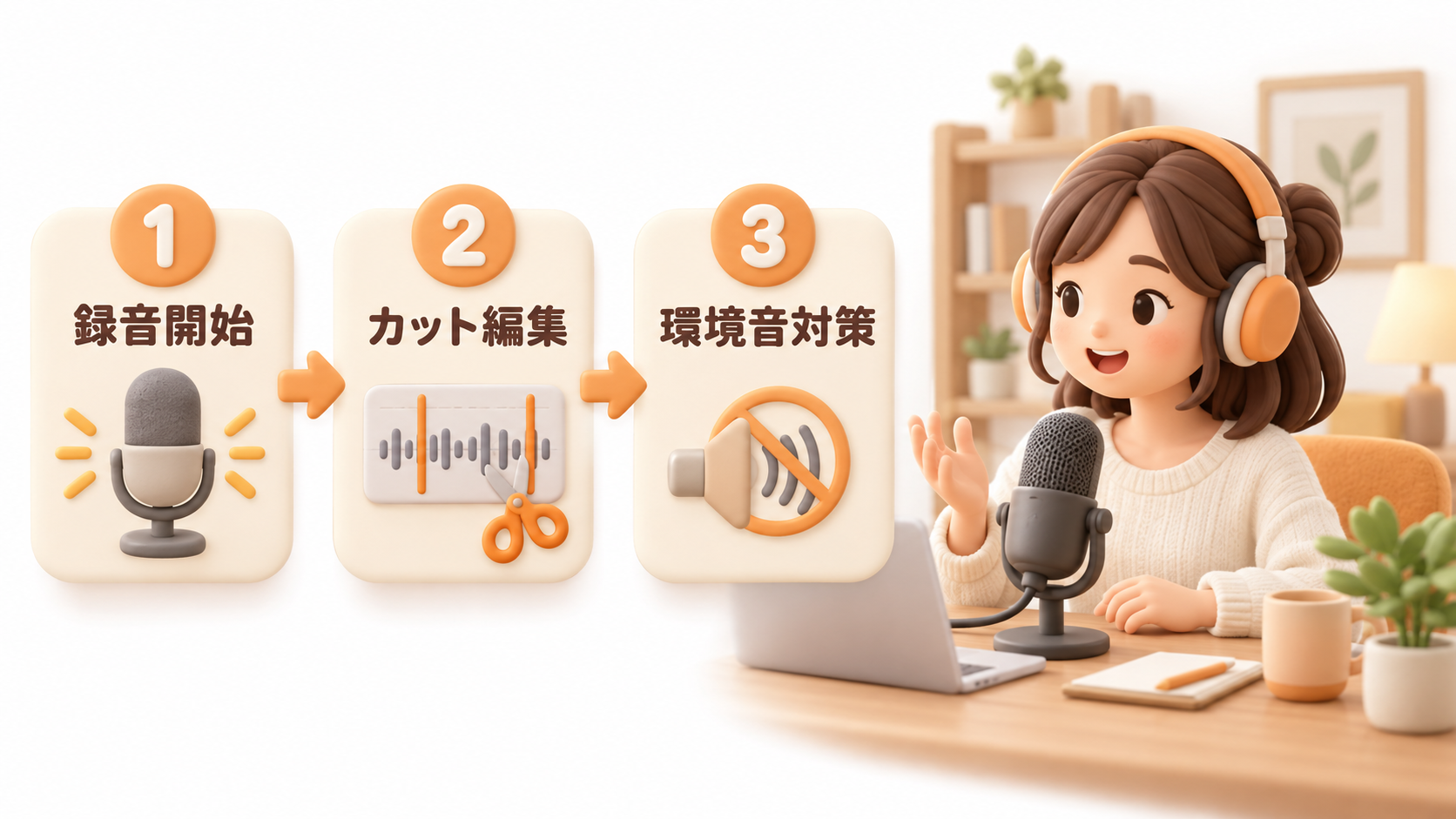 マイクで直接録音してナレーションを入れる手順